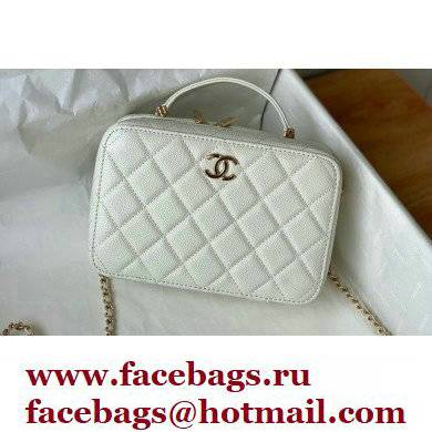 Chanel Caviar Leather Small Vanity Case with Chain Bag AS3168 White 2022