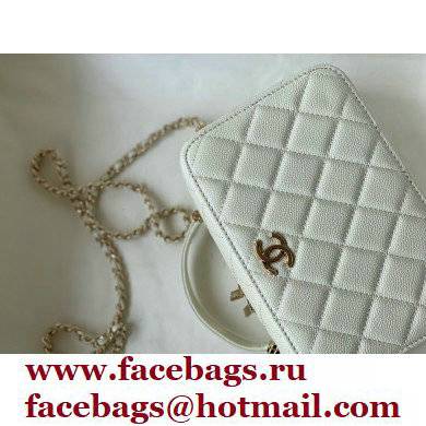 Chanel Caviar Leather Small Vanity Case with Chain Bag AS3168 White 2022 - Click Image to Close