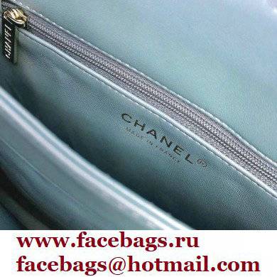 Chanel Chevron Trendy CC Small Flap Top Handle Bag A92236 blue with gold hardware