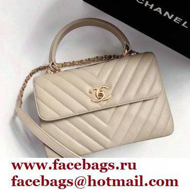 Chanel Chevron Trendy CC Small Flap Top Handle Bag A92236 gray with gold hardware - Click Image to Close