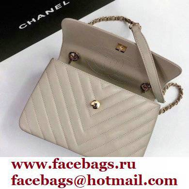 Chanel Chevron Trendy CC Small Flap Top Handle Bag A92236 gray with gold hardware - Click Image to Close