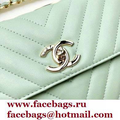 Chanel Chevron Trendy CC Small Flap Top Handle Bag A92236 green with gold hardware