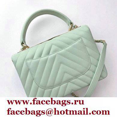 Chanel Chevron Trendy CC Small Flap Top Handle Bag A92236 green with gold hardware