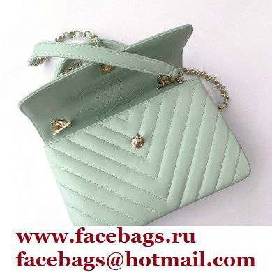 Chanel Chevron Trendy CC Small Flap Top Handle Bag A92236 green with gold hardware - Click Image to Close