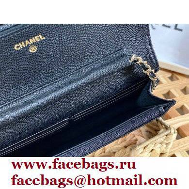 Chanel Crystal CC Logo Wallet on Chain WOC Bag in Grained Calfskin Black 2022