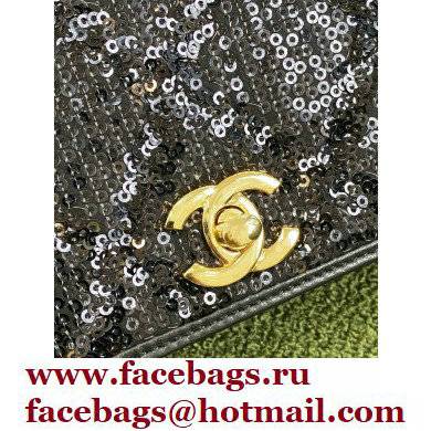 Chanel Embroidered Sequins Wallet on Chain WOC Bag AP2888 Black 2022 - Click Image to Close