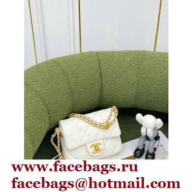 Chanel Grained Calfskin Mini Flap Bag AS3368 White 2022