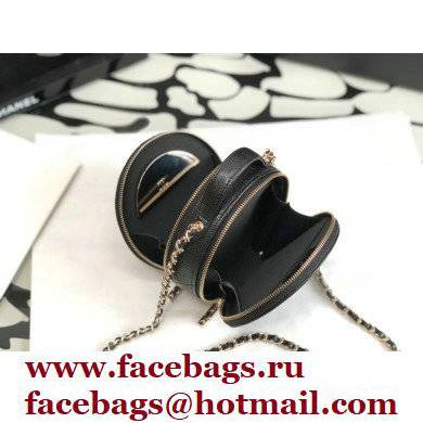 Chanel Grained Calfskin Round Vanity Handle with Chain Bag Black 2022 - Click Image to Close