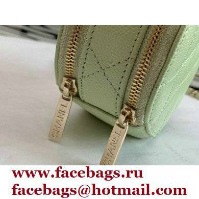 Chanel Grained Calfskin Round Vanity Handle with Chain Bag Green 2022