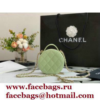 Chanel Grained Calfskin Round Vanity Handle with Chain Bag Green 2022