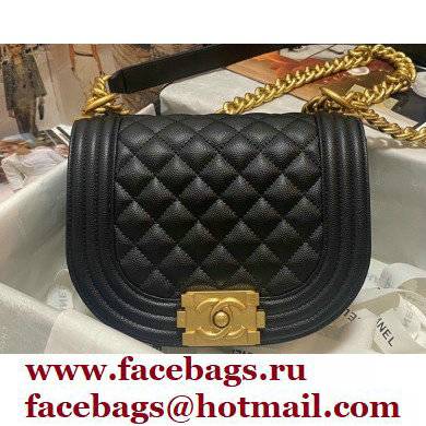 Chanel Grained Calfskin Small BOY Messenger Bag AS3350 Black 2022 - Click Image to Close