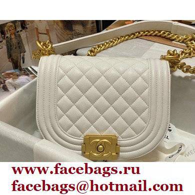 Chanel Grained Calfskin Small BOY Messenger Bag AS3350 White 2022 - Click Image to Close