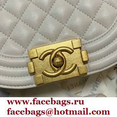 Chanel Grained Calfskin Small BOY Messenger Bag AS3350 White 2022 - Click Image to Close