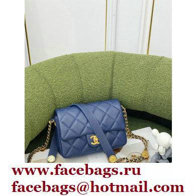 Chanel Grained Calfskin Small Flap Bag AS3369 Blue 2022 - Click Image to Close