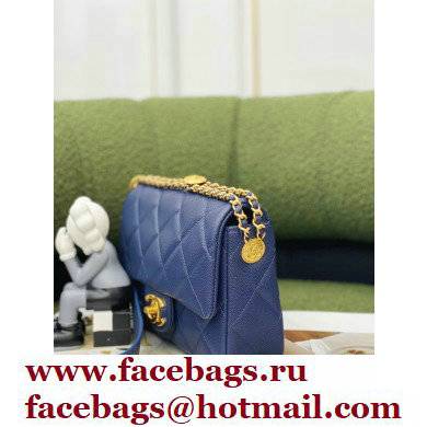 Chanel Grained Calfskin Small Flap Bag AS3369 Blue 2022