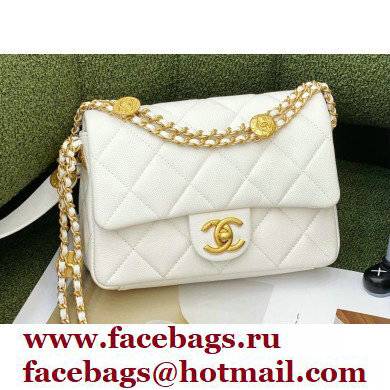 Chanel Grained Calfskin Small Flap Bag AS3369 White 2022