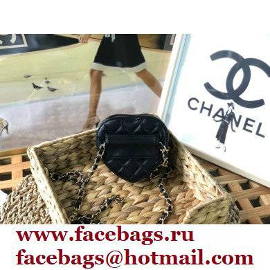 Chanel Heart Belt Bag with Chain Black 2022