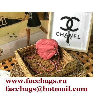 Chanel Heart Belt Bag with Chain Dark Pink 2022 - Click Image to Close