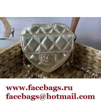 Chanel Heart Belt Bag with Chain Light Gold 2022
