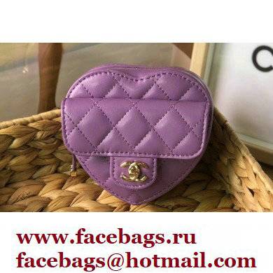 Chanel Heart Belt Bag with Chain Purple 2022