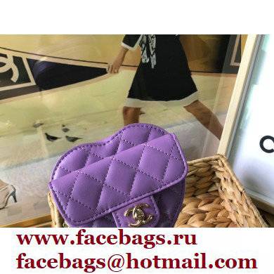 Chanel Heart Belt Bag with Chain Purple 2022 - Click Image to Close