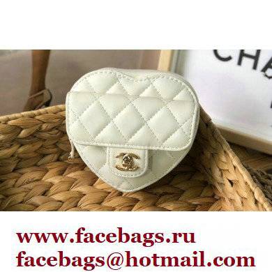 Chanel Heart Belt Bag with Chain White 2022