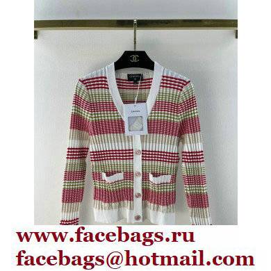 Chanel Knit red striped Cardigan 2022 - Click Image to Close