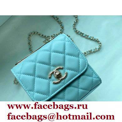 Chanel Lambskin Clutch with Chain Bag A81633 Blue 2022 - Click Image to Close