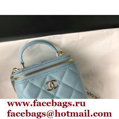 Chanel Lambskin Mini Vanity Case with Chain Bag 81189 Blue 2022 - Click Image to Close