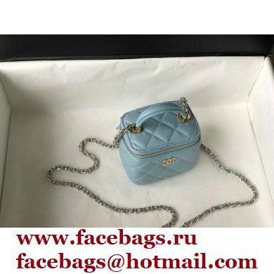 Chanel Lambskin Mini Vanity Case with Chain Bag 81189 Blue 2022