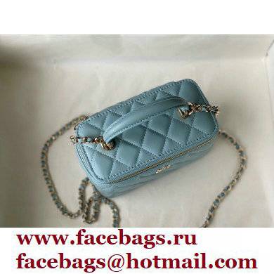 Chanel Lambskin Small Vanity Case with Chain Bag 81190 Blue 2022 - Click Image to Close