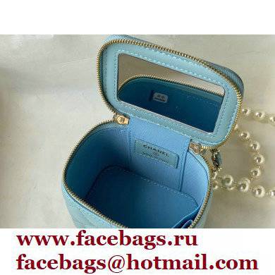 Chanel Mini Pearl Vanity Case Bag 81121 Blue 2022 - Click Image to Close