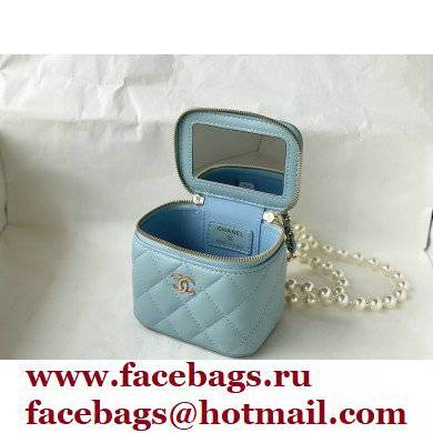 Chanel Mini Pearl Vanity Case Bag 81121 Blue 2022