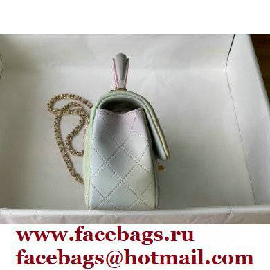 Chanel Rainbow Lambskin Mini Flap Bag with Top Handle AS2431 Light Green 2022