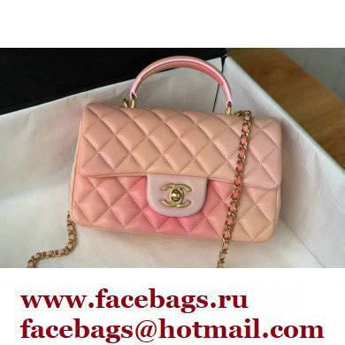 Chanel Rainbow Lambskin Mini Flap Bag with Top Handle AS2431 Pink 2022 - Click Image to Close