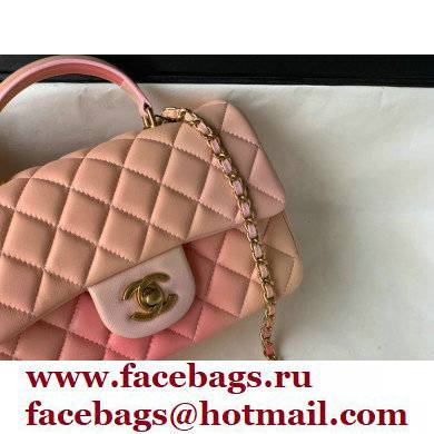 Chanel Rainbow Lambskin Mini Flap Bag with Top Handle AS2431 Pink 2022