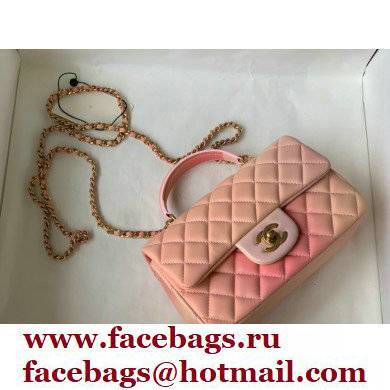Chanel Rainbow Lambskin Mini Flap Bag with Top Handle AS2431 Pink 2022 - Click Image to Close
