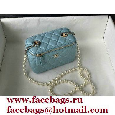 Chanel Small Pearl Vanity Case Bag 81192 Blue 2022