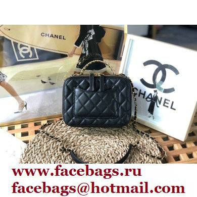 Chanel Small Vanity Case with Chain Bag AS3221 in Grained Calfskin Black 2022