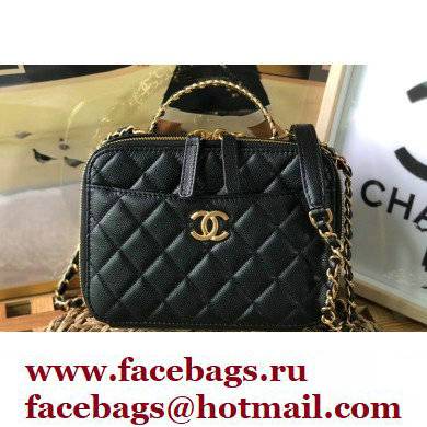 Chanel Small Vanity Case with Chain Bag AS3221 in Grained Calfskin Black 2022