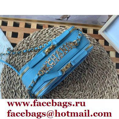Chanel Small Vanity Case with Chain Bag AS3221 in Grained Calfskin Blue 2022