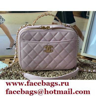 Chanel Small Vanity Case with Chain Bag AS3221 in Grained Calfskin Light Pink 2022