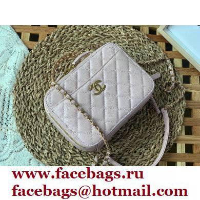 Chanel Small Vanity Case with Chain Bag AS3221 in Grained Calfskin Light Pink 2022 - Click Image to Close