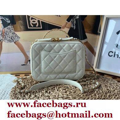 Chanel Small Vanity Case with Chain Bag AS3221 in Grained Calfskin White 2022