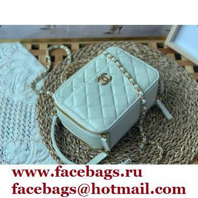 Chanel Small Vanity Case with Chain Bag AS3221 in Grained Calfskin White 2022
