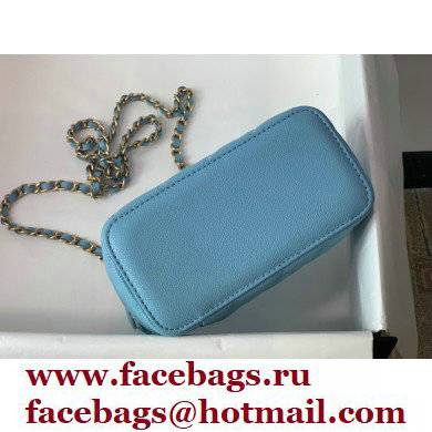 Chanel Small Vanity Case with Logo Chain Handle Bag 81195 Caviar Leather Blue 2022 - Click Image to Close