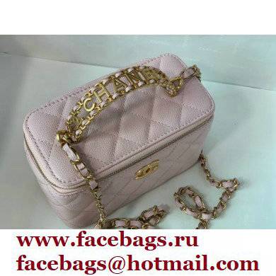 Chanel Small Vanity Case with Logo Chain Handle Bag 81195 Caviar Leather Pink 2022 - Click Image to Close