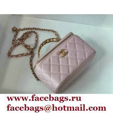 Chanel Small Vanity Case with Logo Chain Handle Bag 81195 Caviar Leather Pink 2022
