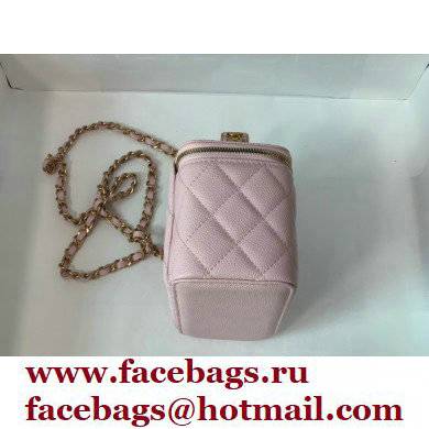 Chanel Small Vanity Case with Logo Chain Handle Bag 81195 Caviar Leather Pink 2022