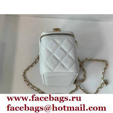 Chanel Small Vanity Case with Logo Chain Handle Bag 81195 Caviar Leather White 2022